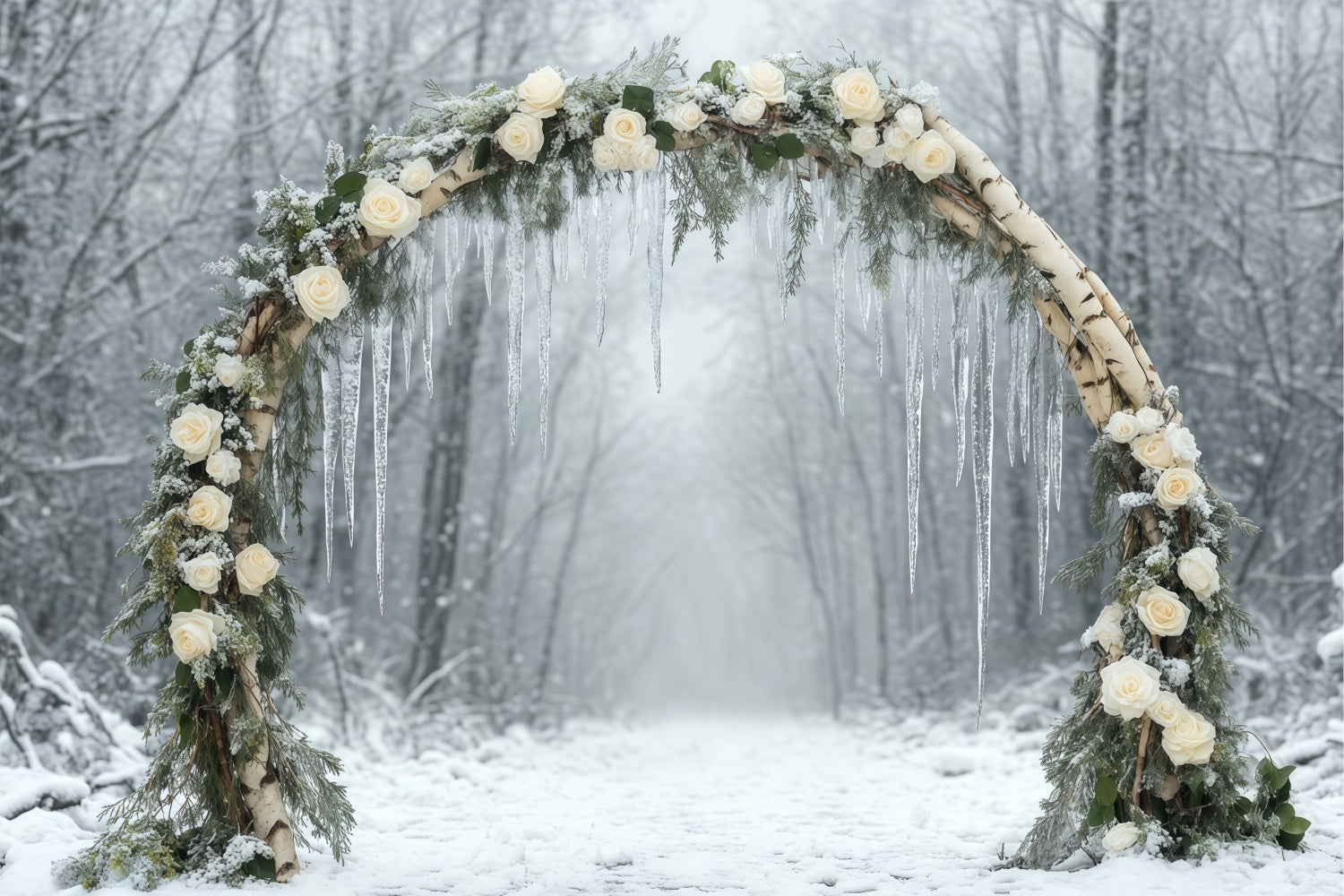 Winter Forest Backdrop Bloom Woodland Path Backdrop BRP57-364
