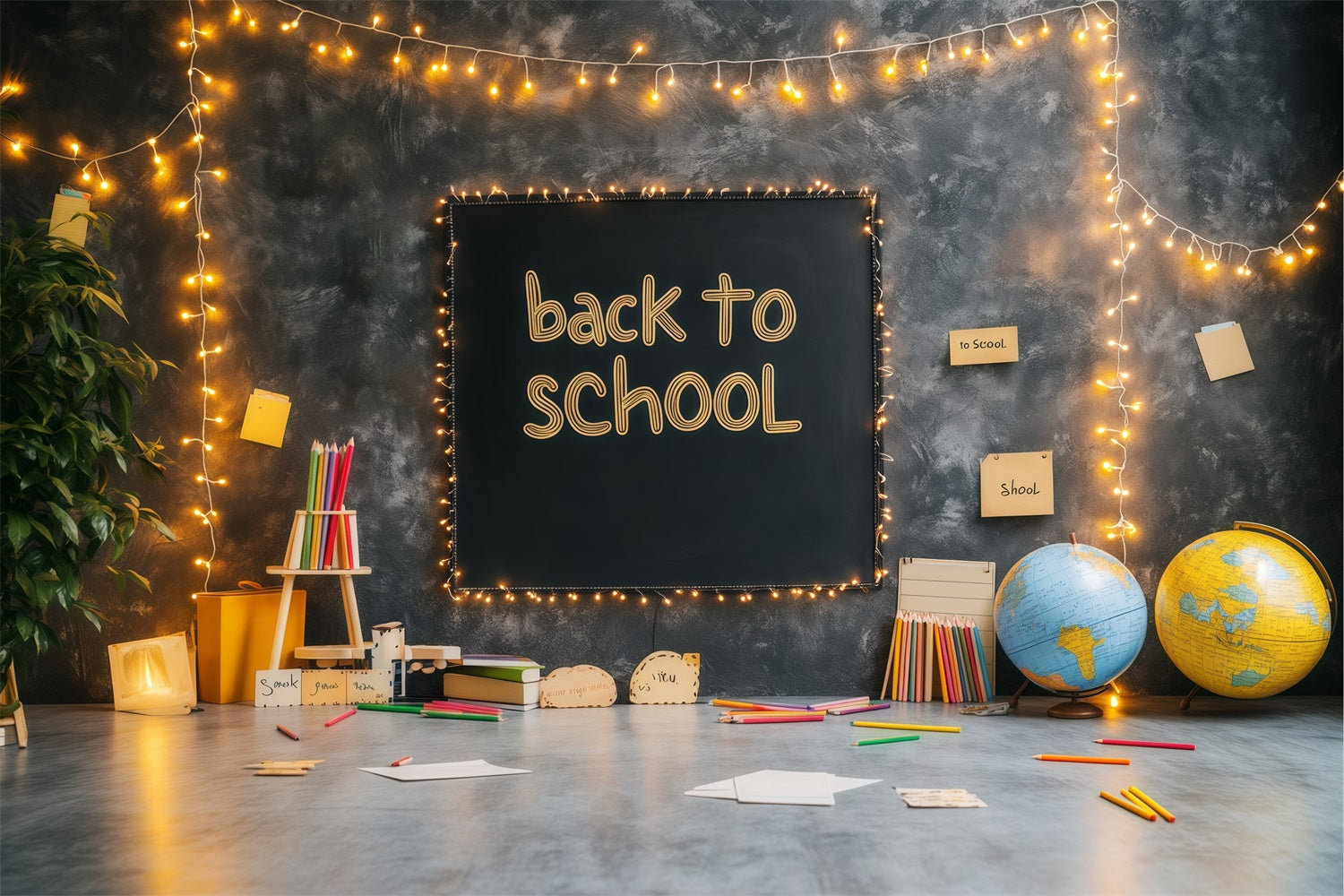 Fall Into Learning Backdrop Classroom Backdrop Twinkle Light Learning Backdrop BRP57-37