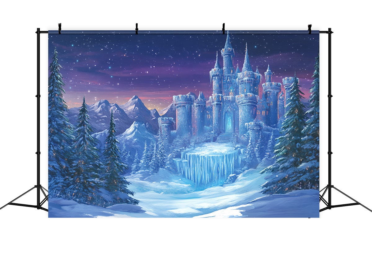 Winter Wonderland Backdrop Snowy Pines Castle Backdrop BRP57-370
