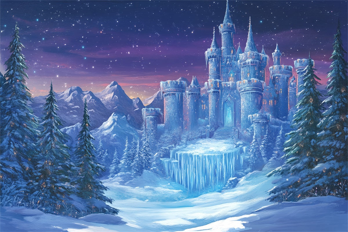 Winter Wonderland Backdrop Snowy Pines Castle Backdrop BRP57-370