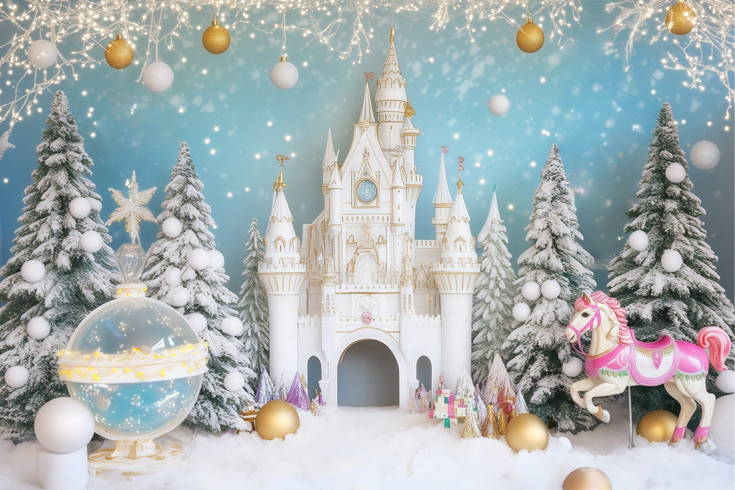 Winter Backdrop Glitter Globe Winter Magic Backdrop BRP57-372