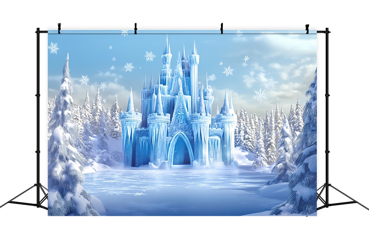 Winter Photo Backdrop Glacial Frozen Castle Backdrop BRP57-374