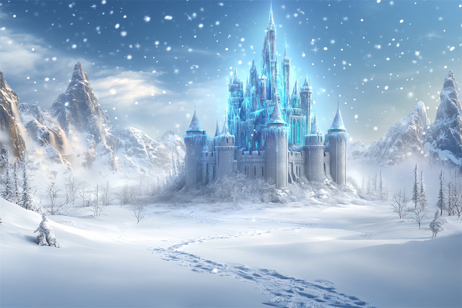 Winter Castle Backdrop Crystal Castle Trail Backdrop BRP57-375