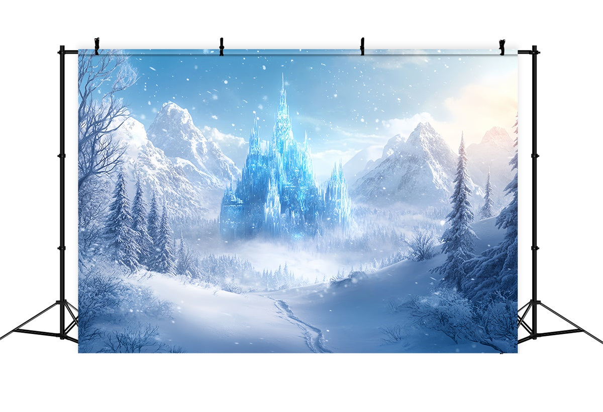 Winter Backdrops Misty Enchanted Ice Castle Backdrop BRP57-376