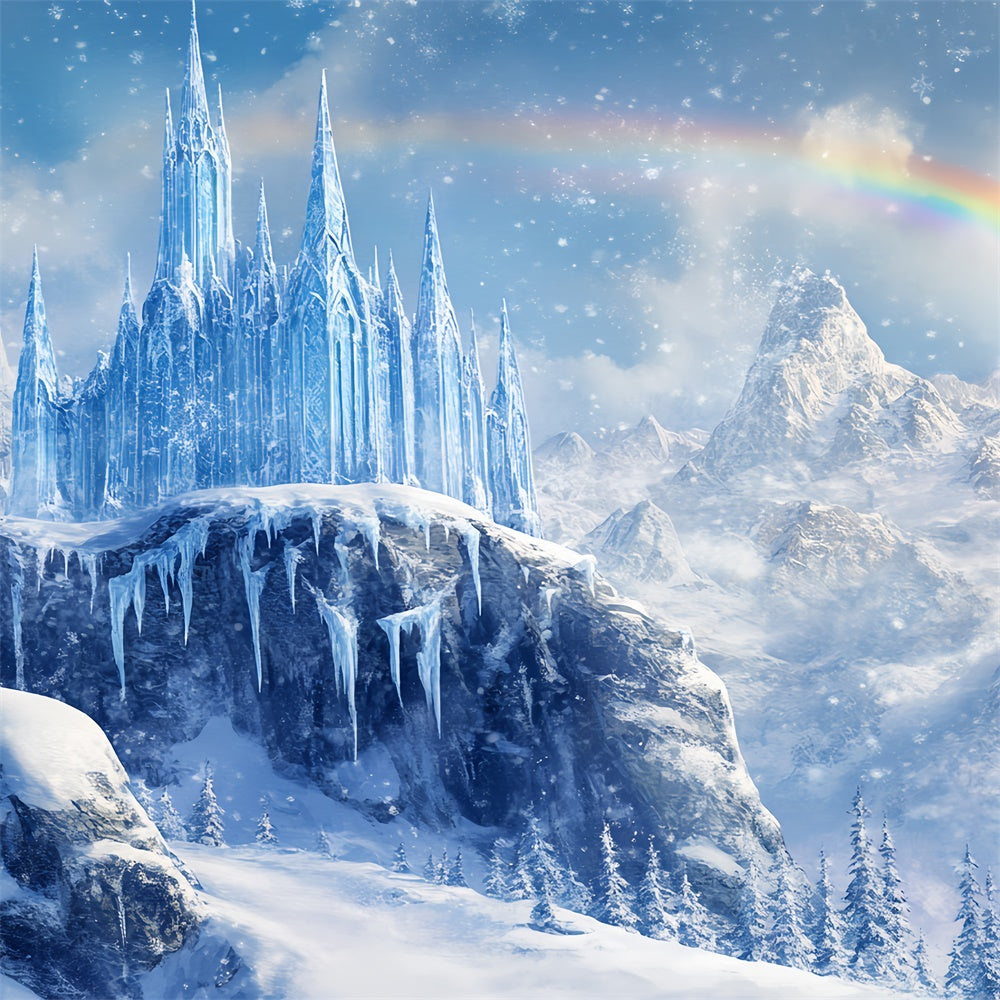 Winter Wonderland Backdrops Rainbow Frozen Castle Backdrop BRP57-377