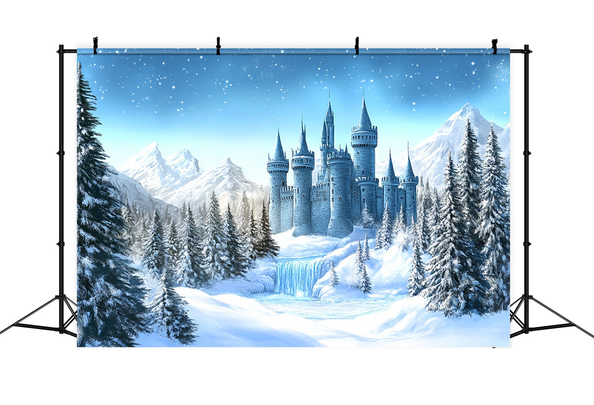 Winter Wonderland Backdrop Frosted Fairytale Castle Backdrop BRP57-379