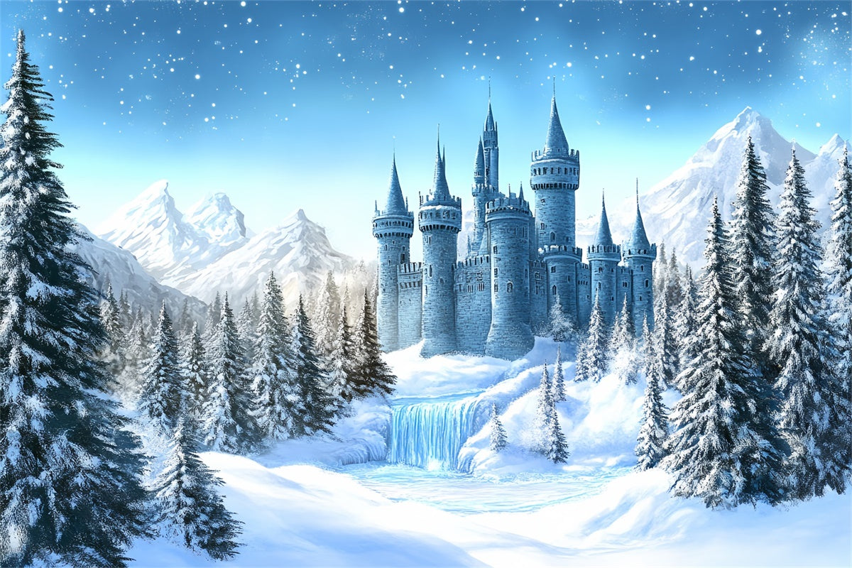 Winter Wonderland Backdrop Frosted Fairytale Castle Backdrop BRP57-379