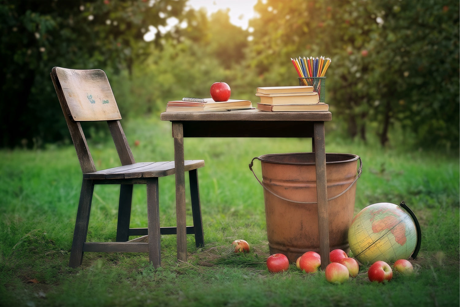 School Photo Backdrops Woodland Learning Table Backdrop BRP57-38