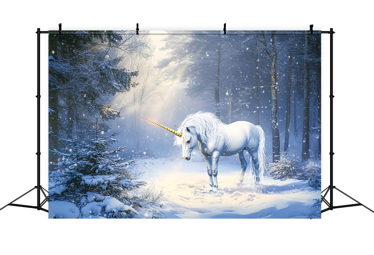 Winter Forest Backdrop Frosted Magic Unicorn Backdrop BRP57-380