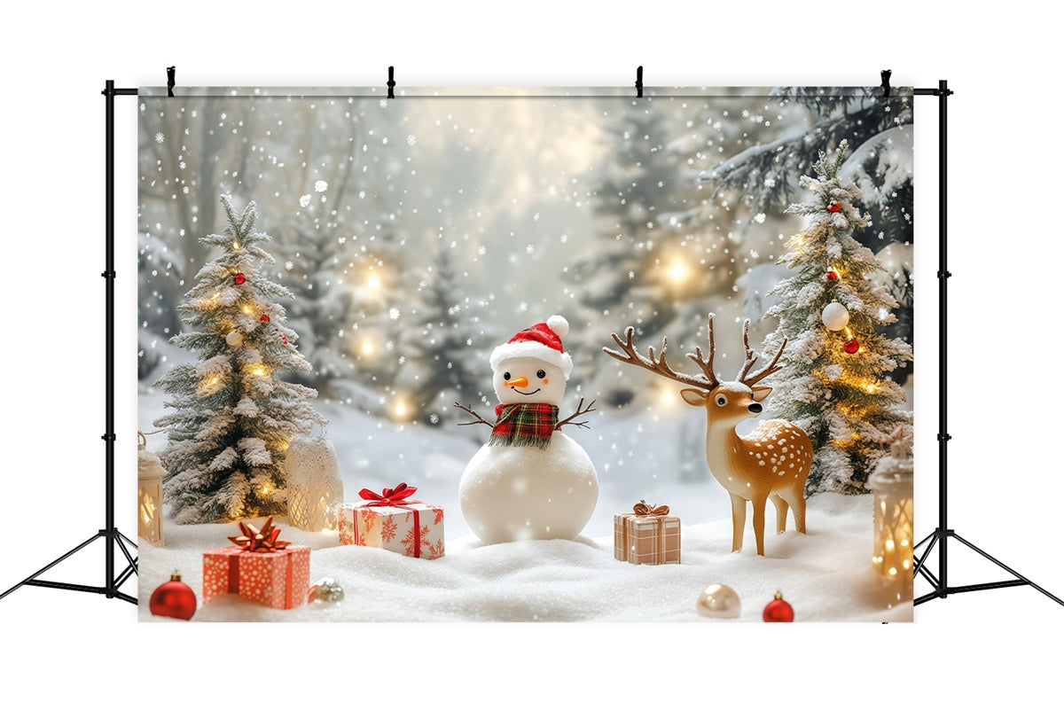 Snowy Backdrop Cozy Snowman Gift Christmas Backdrop BRP57-381