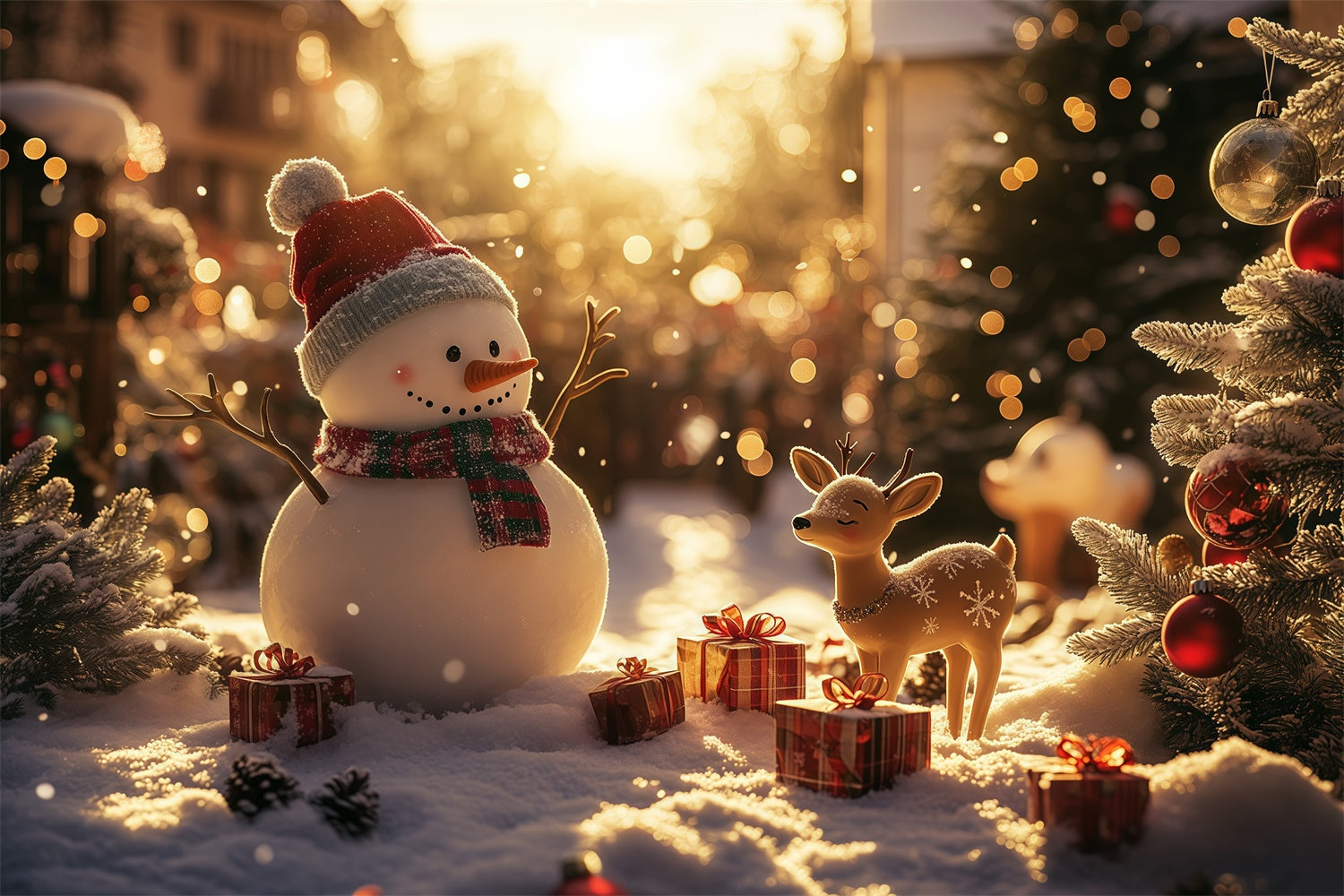 Winter Backdrop Photography Sunset Snow Joy Backdrop BRP57-383