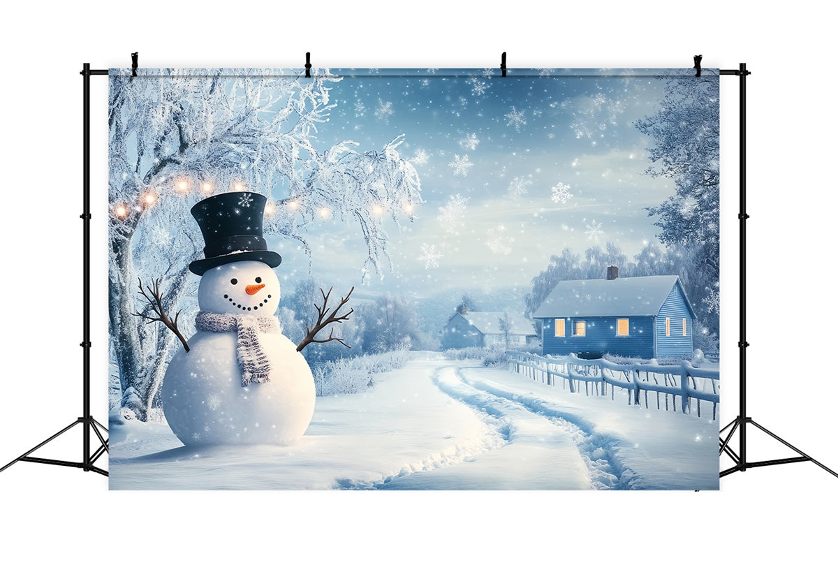 Winter Scene Backdrop Snowman Holiday Village Backdrop BRP57-387