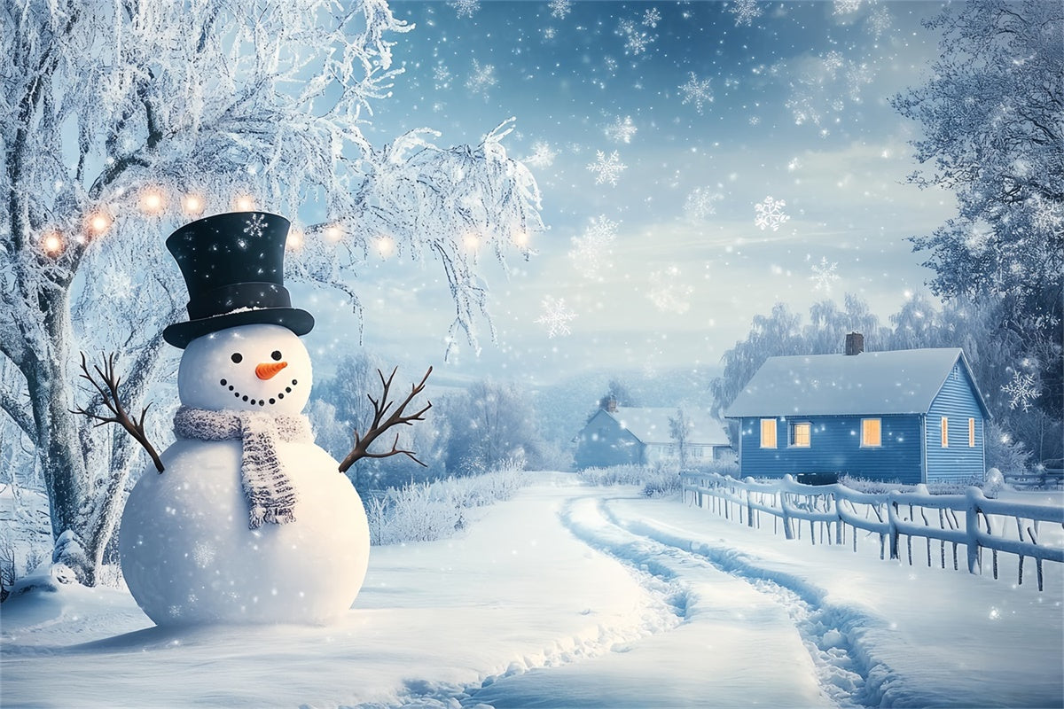 Winter Scene Backdrop Snowman Holiday Village Backdrop BRP57-387