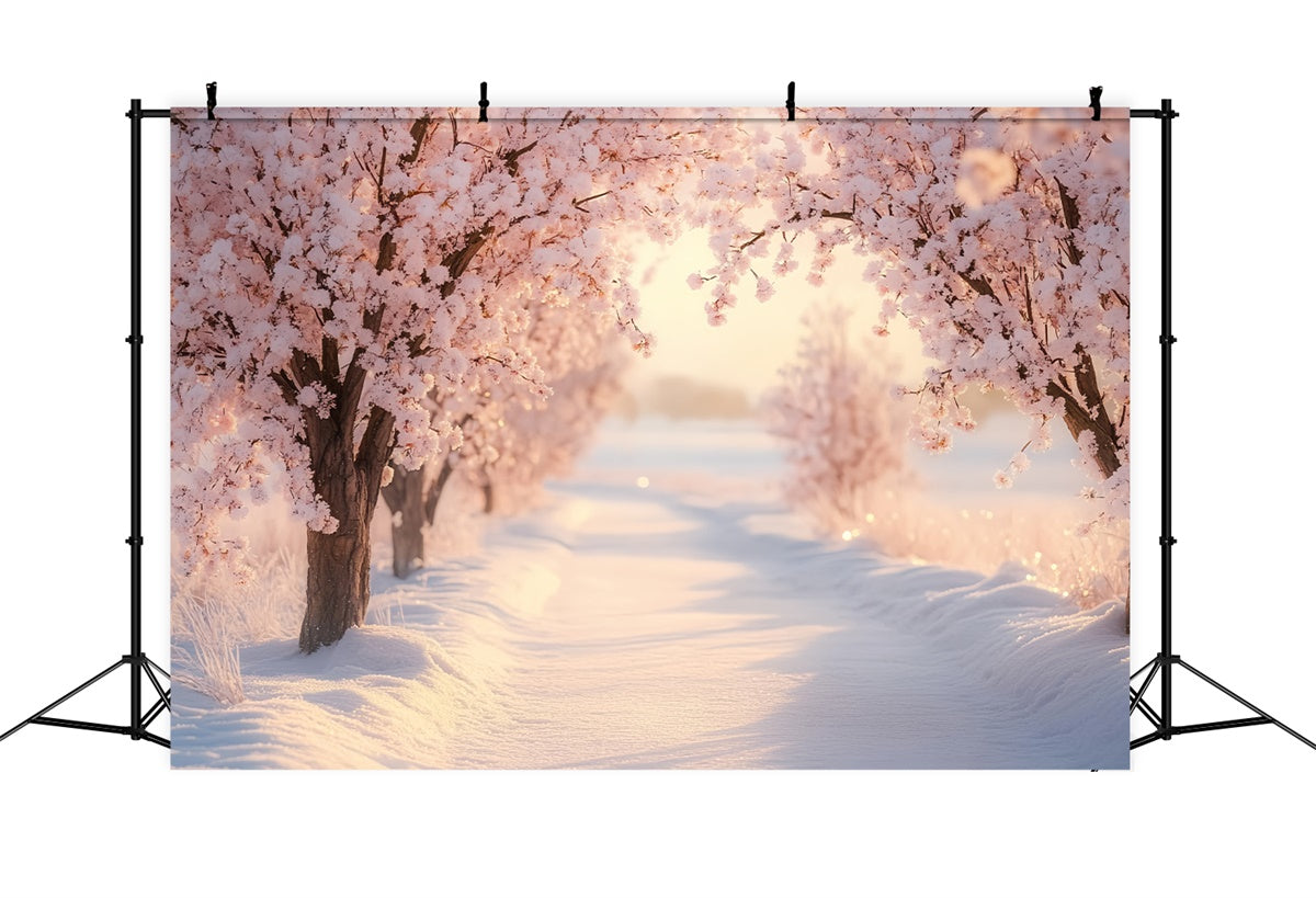 Winter Backdrops Blushing Winter Bloom Path Backdrop BRP57-390