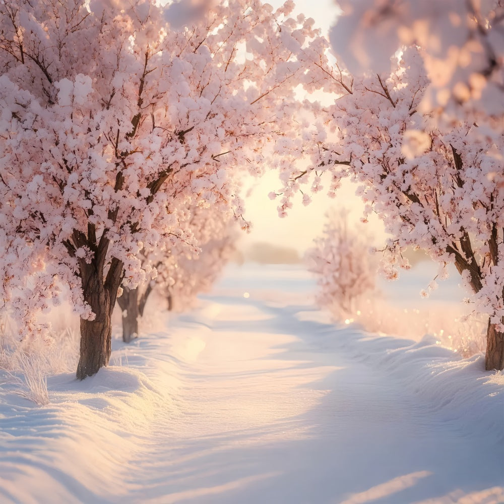 Winter Backdrops Blushing Winter Bloom Path Backdrop BRP57-390