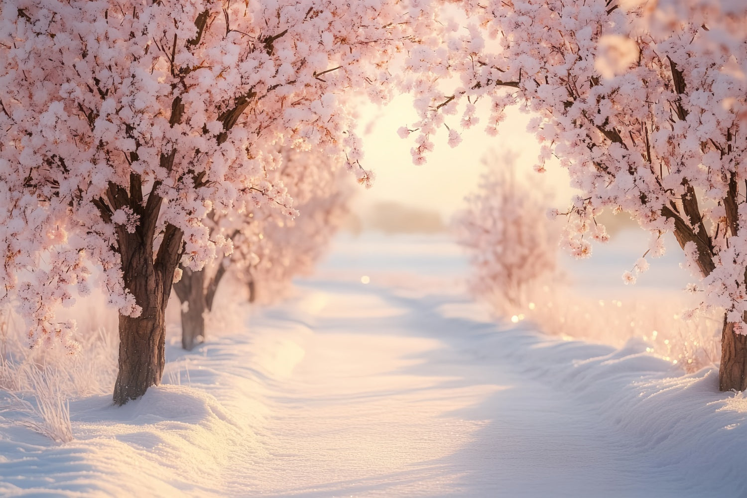 Winter Backdrops Blushing Winter Bloom Path Backdrop BRP57-390