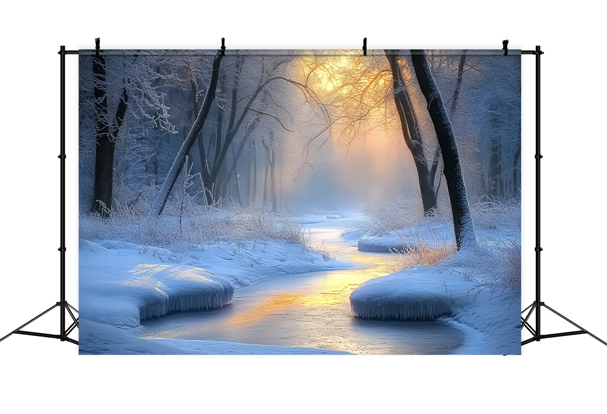 Winter Wonderland Backdrop Frost Forest Stream Backdrop BRP57-391