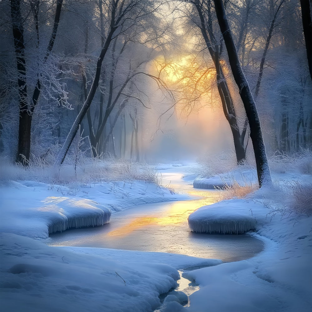 Winter Wonderland Backdrop Frost Forest Stream Backdrop BRP57-391