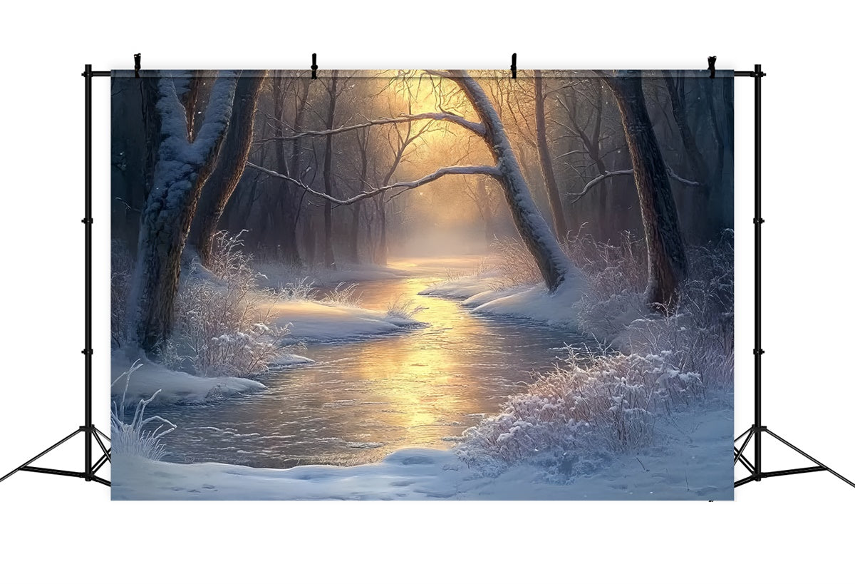 Winter Forest Backdrop Tranquil River Morning Backdrop BRP57-392
