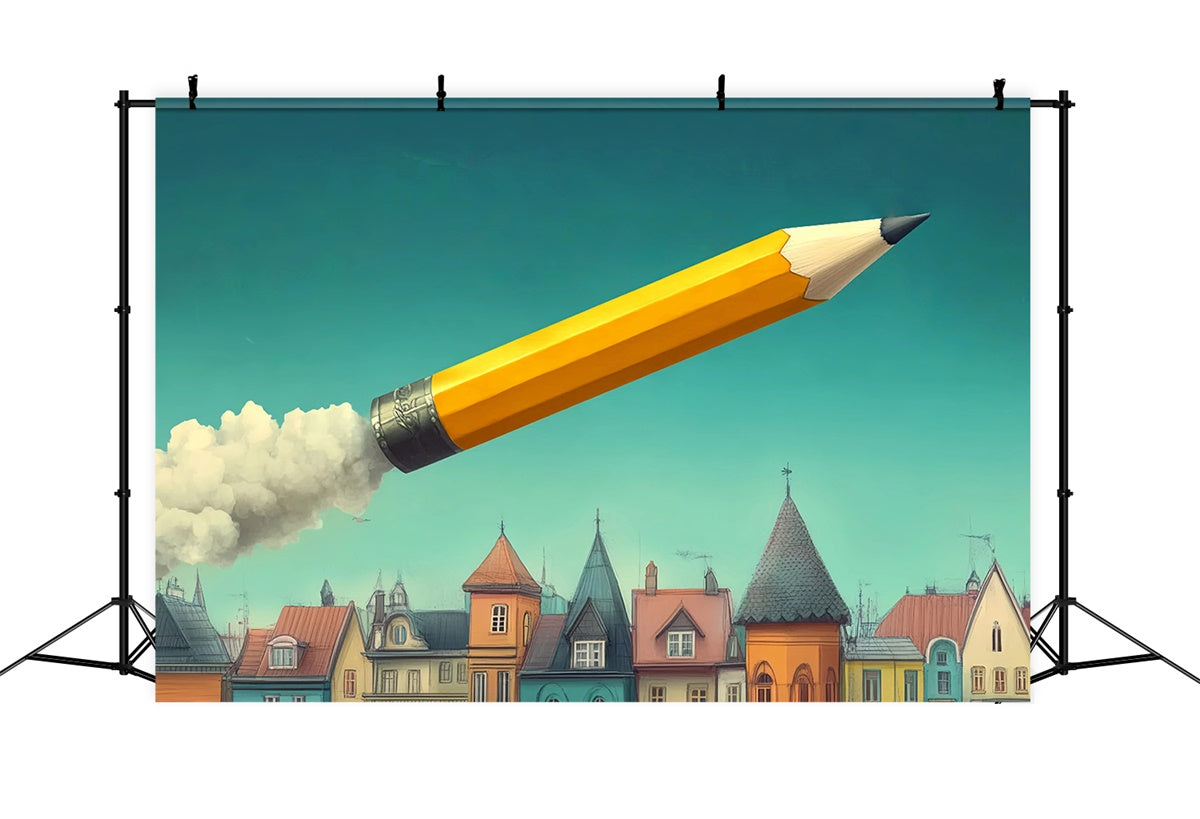 Back To School Backdrop Pencil Rocket Launch Backdrop BRP57-47