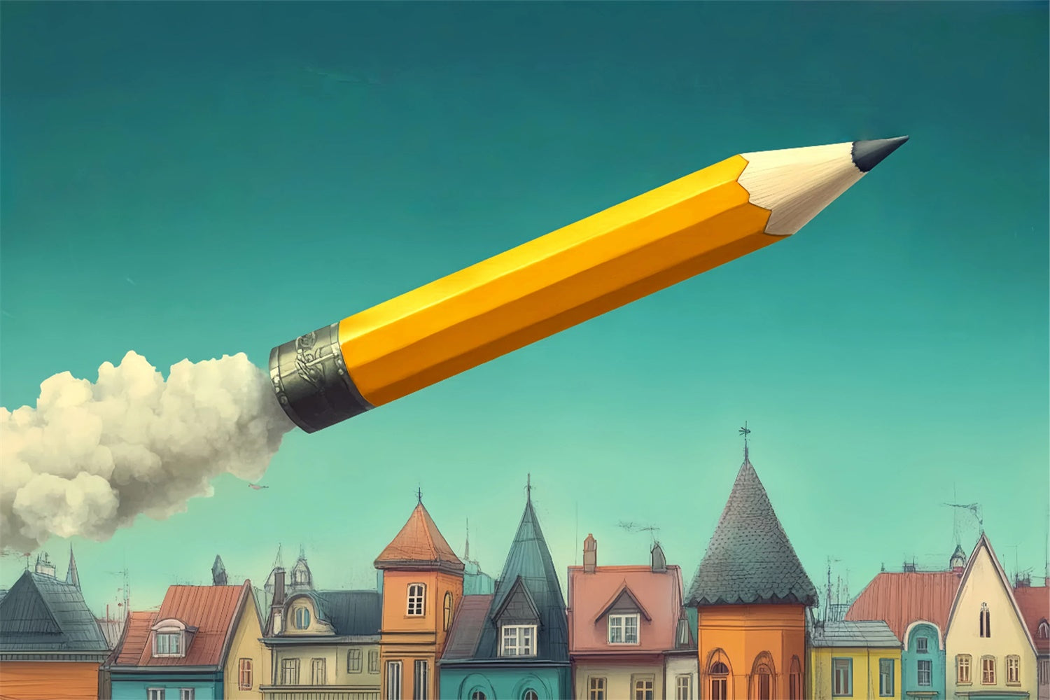 Back To School Backdrop Pencil Rocket Launch Backdrop BRP57-47