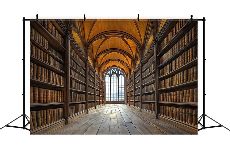 Back To School Photo Backdrop Gothic Library Hall Backdrop BRP57-53