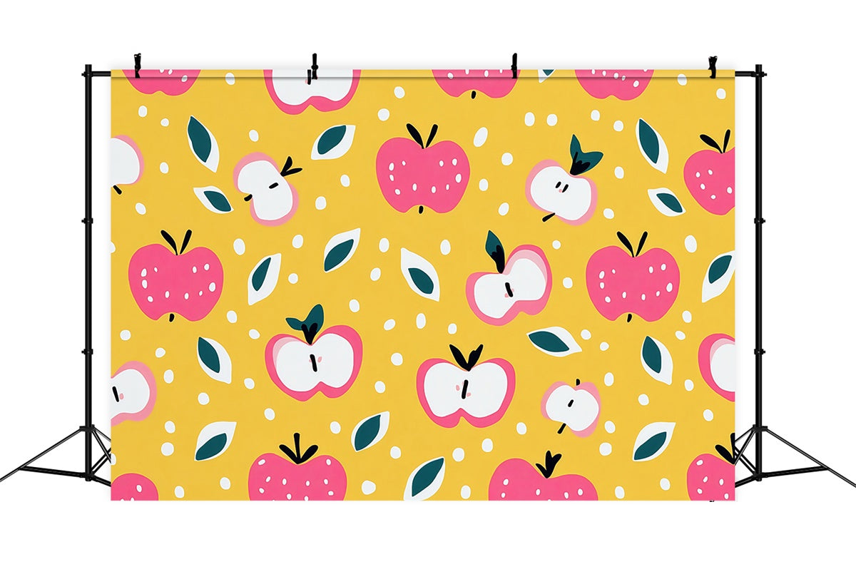 Back To School Photo Backdrop Cartoon Apple Pattern Backdrop BRP57-57