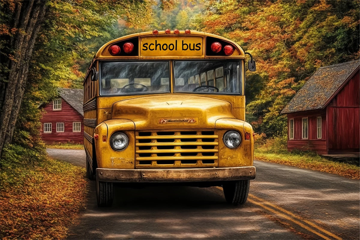 Back To School Backdrops Vintage Autumn Bus Backdrop BRP57-58