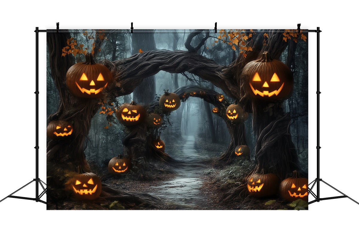 Forest Backdrop Pumpkin Lantern Pathway Halloween Backdrop BRP57-60