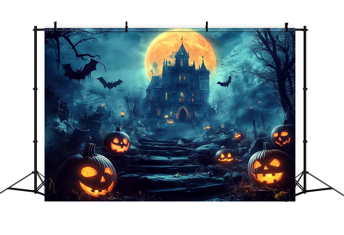 Halloween Moon Backdrop Haunted Hill Castle Path Backdrop BRP57-63