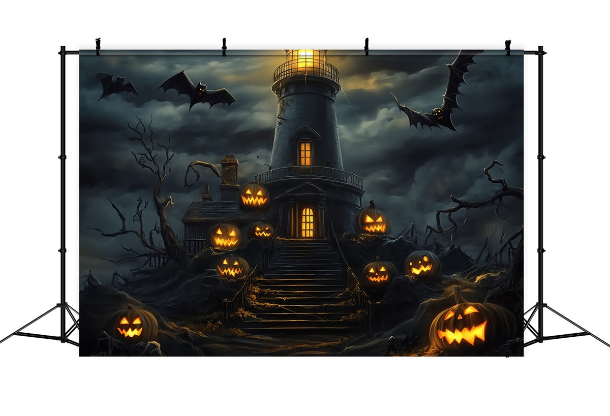 Halloween Photo Booth Backdrop Spooky Lantern Steps Backdrop BRP57-64