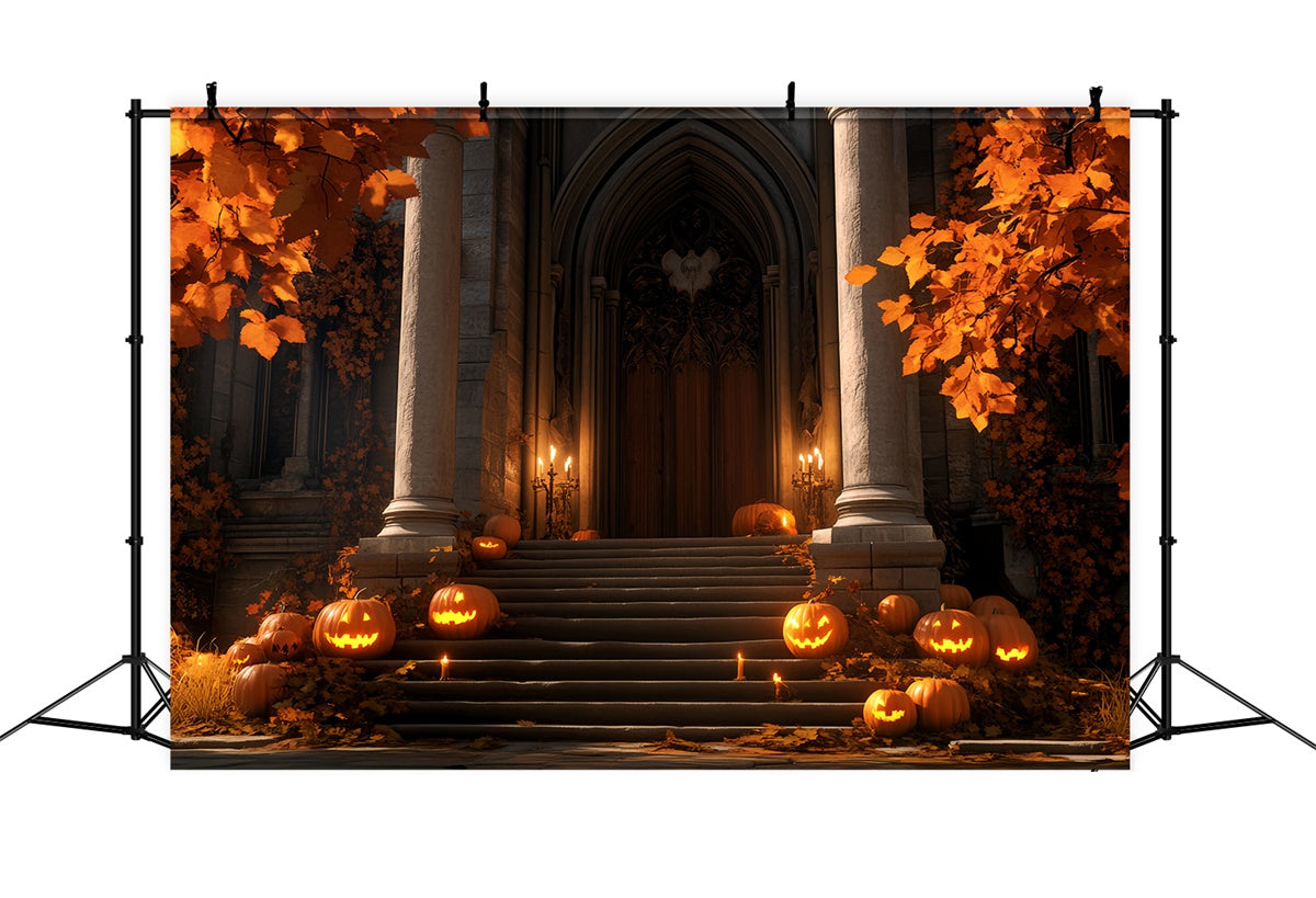Halloween Photo Backdrop Pumpkin Porch Gothic Backdrop BRP57-66