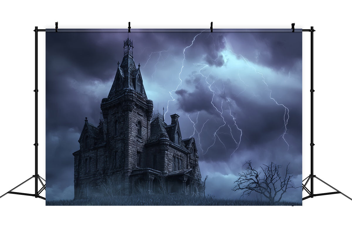 Halloween Photo Booth Backdrop Haunted Storm Castle Backdrop BRP57-70