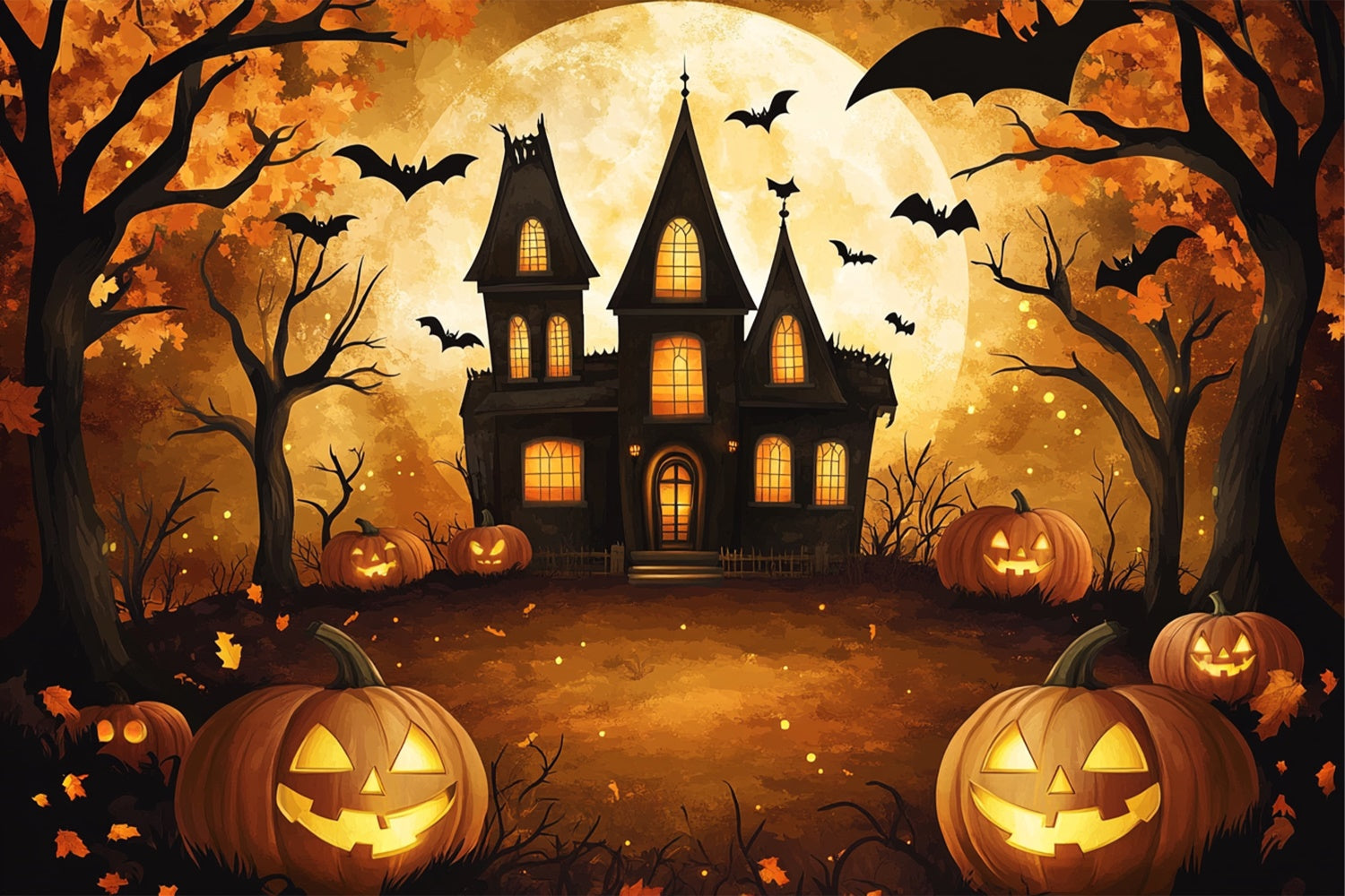 Haunted House Backdrop Spooky Cartoon Manor Backdrop BRP57-72