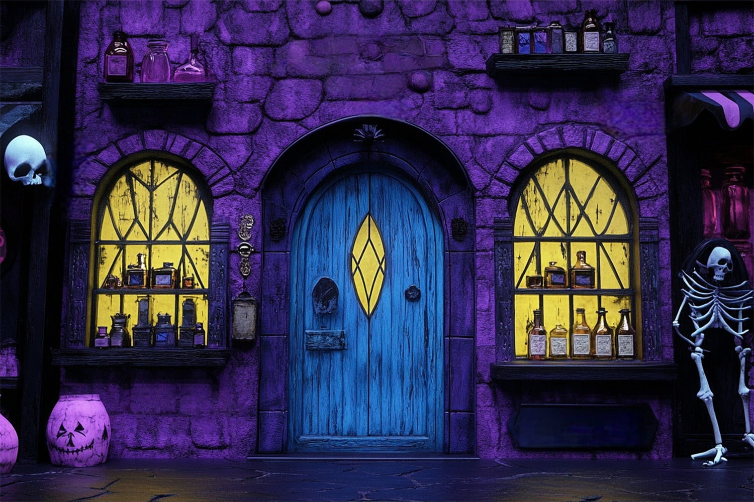 Halloween Backdrop Twilight Skull Spell Store Backdrop BRP57-74