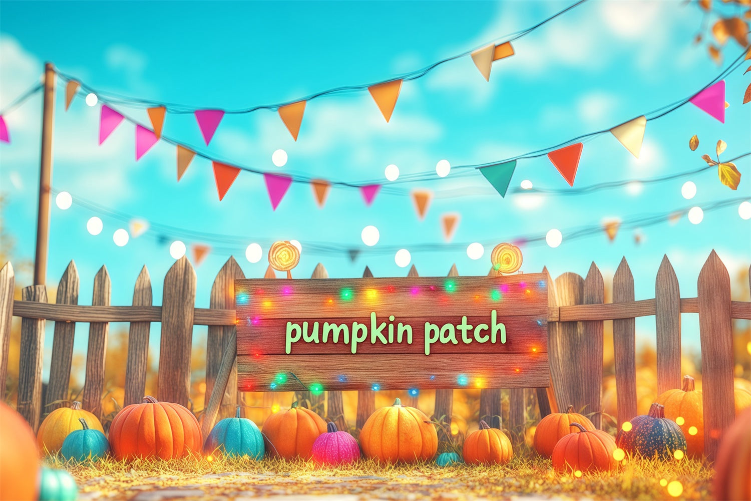 Halloween Party Backdrop Festival Lights Pumpkin Backdrop BRP57-75