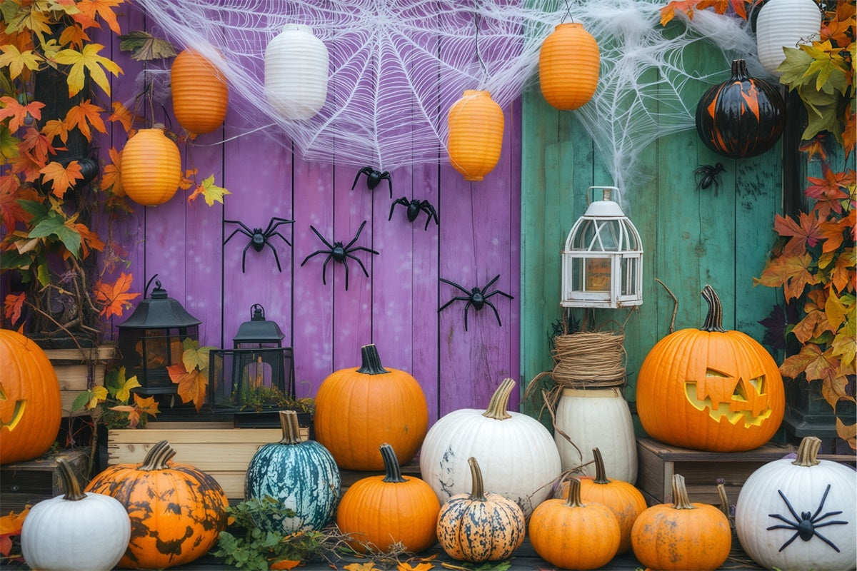 Halloween Photo Backdrop Spiderweb Pumpkin Wall Backdrop BRP57-78