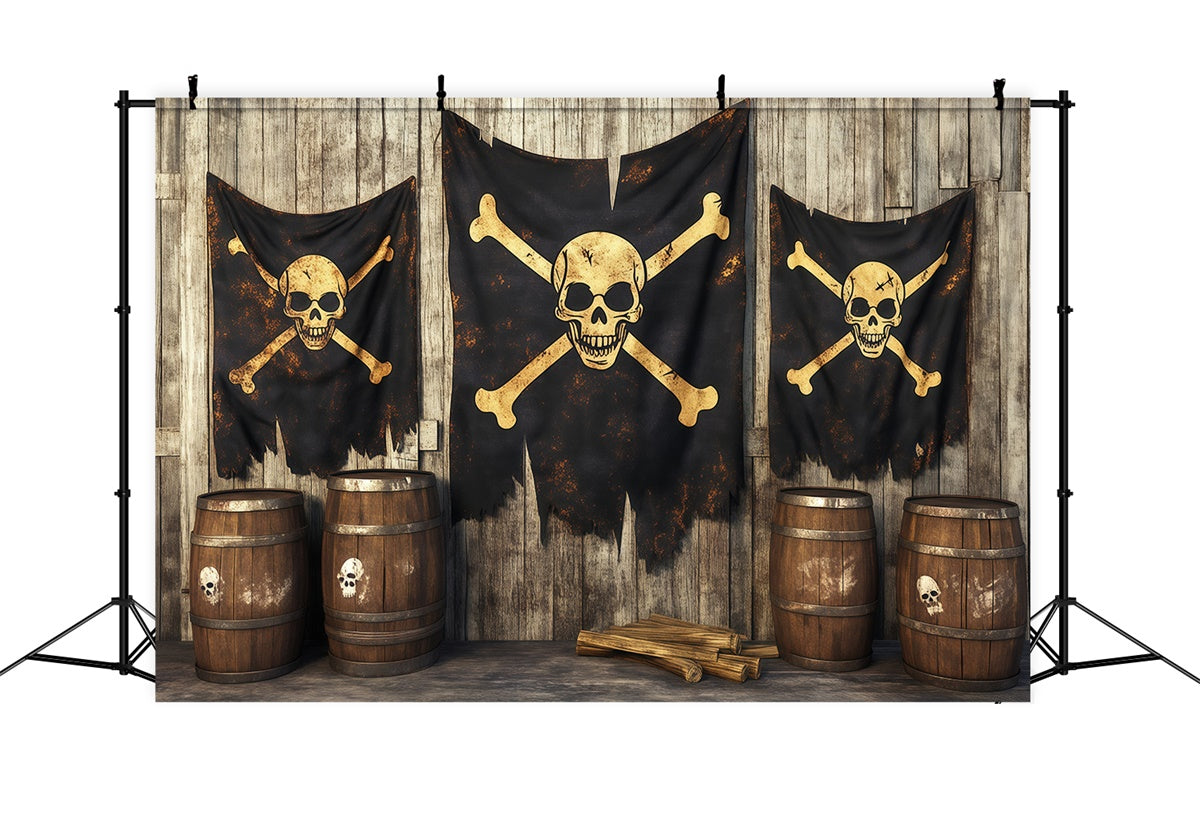 Scary Halloween Backdrops Skull Pirate Tavern Backdrop BRP57-85