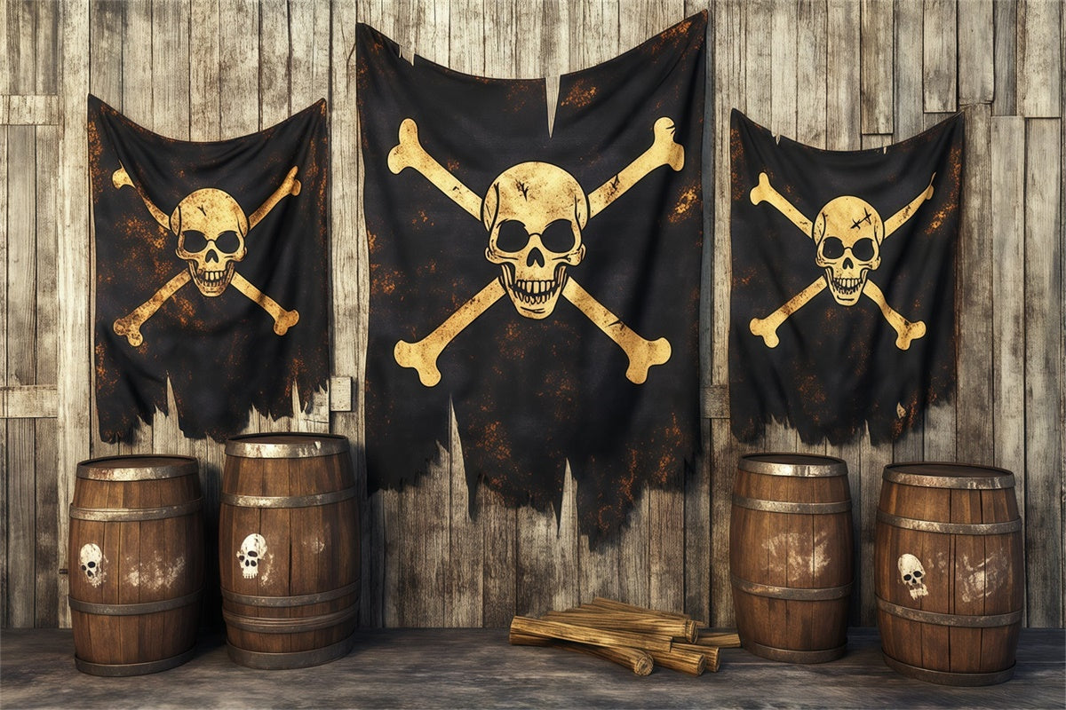Scary Halloween Backdrops Skull Pirate Tavern Backdrop BRP57-85