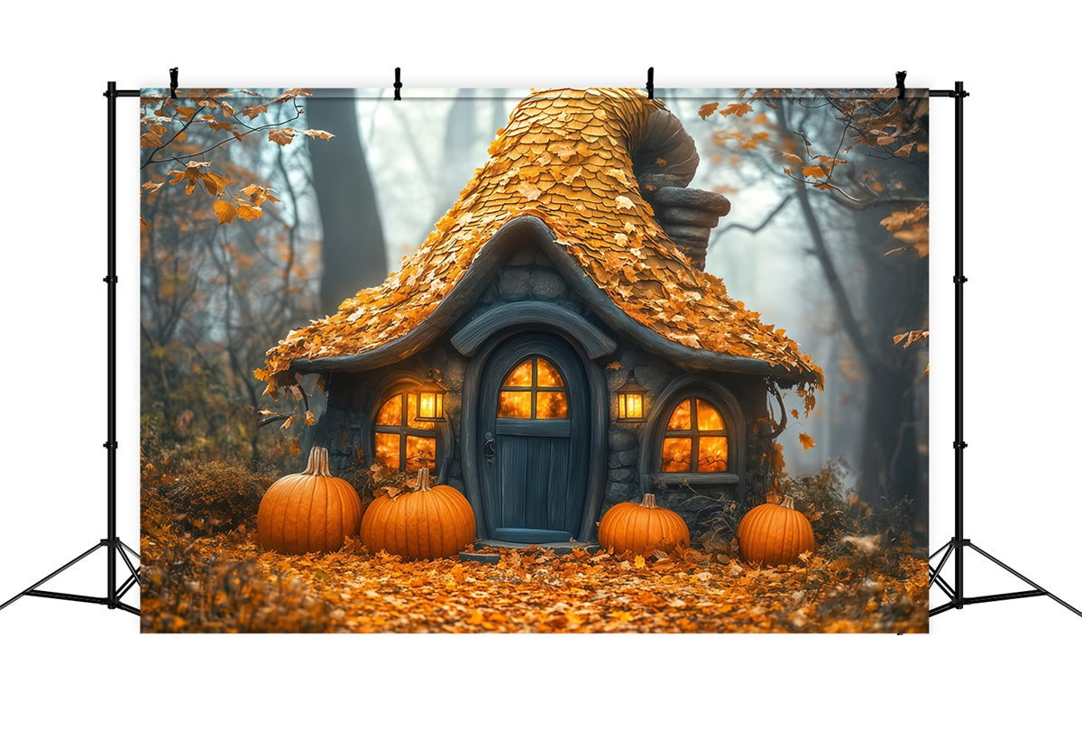 Halloween Backdrop Ideas Autumn Pumpkin Cottage Backdrop BRP57-86