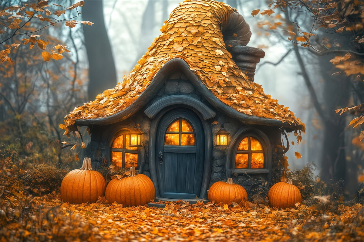 Halloween Backdrop Ideas Autumn Pumpkin Cottage Backdrop BRP57-86