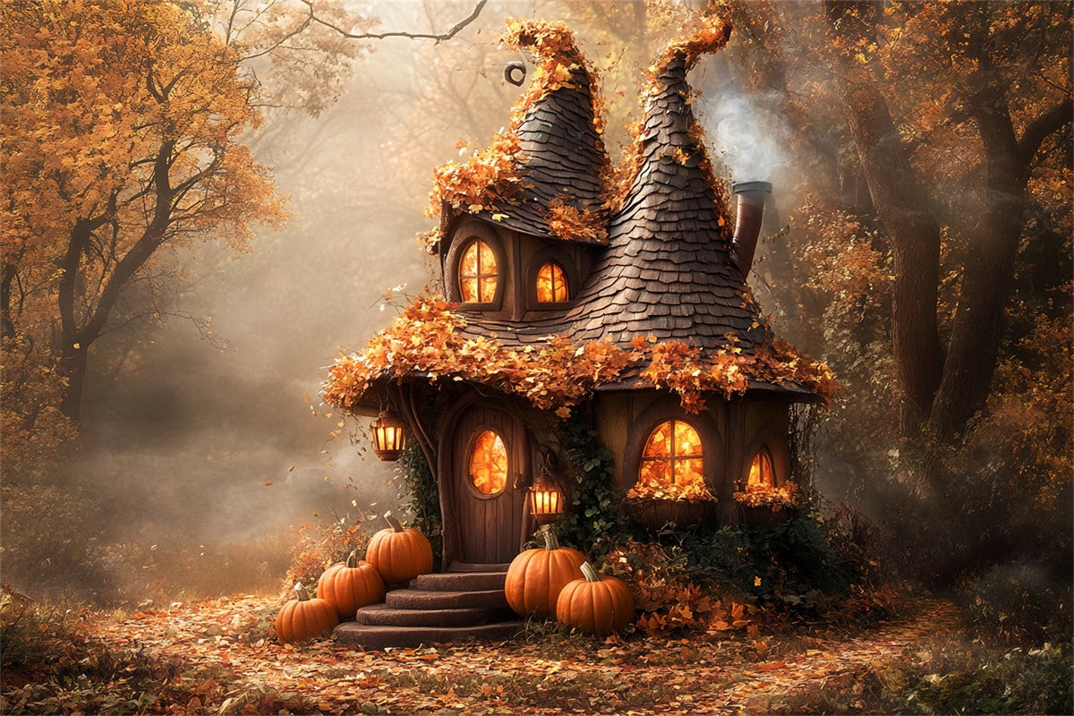 Halloween Backdrop Twisted Tower Magic Cabin Forest Backdrop BRP57-87