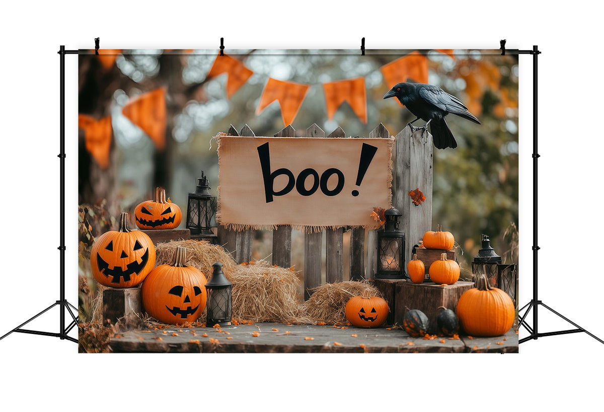 Halloween Party Backdrop Pumpkin Welcome Fence Backdrop BRP57-91