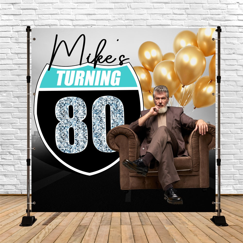 80th Birthday Backdrop Milestone Man Personalized Backdrop BRP6-102