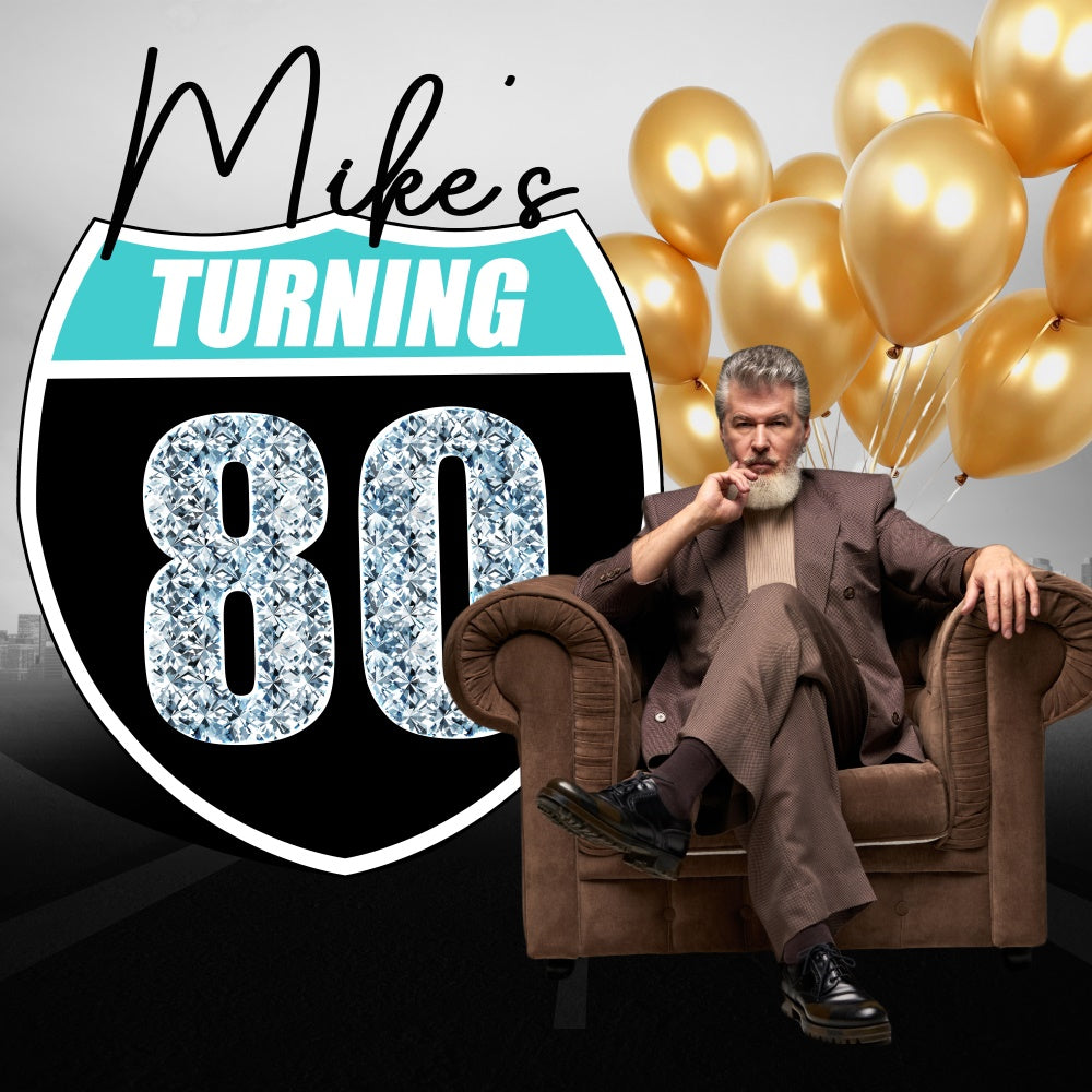 80th Birthday Backdrop Milestone Man Personalized Backdrop BRP6-102