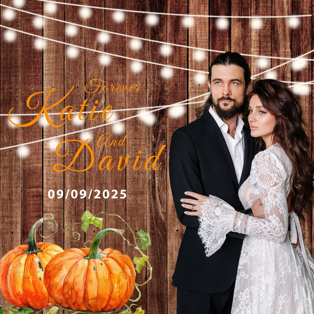 Fall Wedding Backdrop Cozy Lights Pumpkin Customized Backdrop BRP6-108