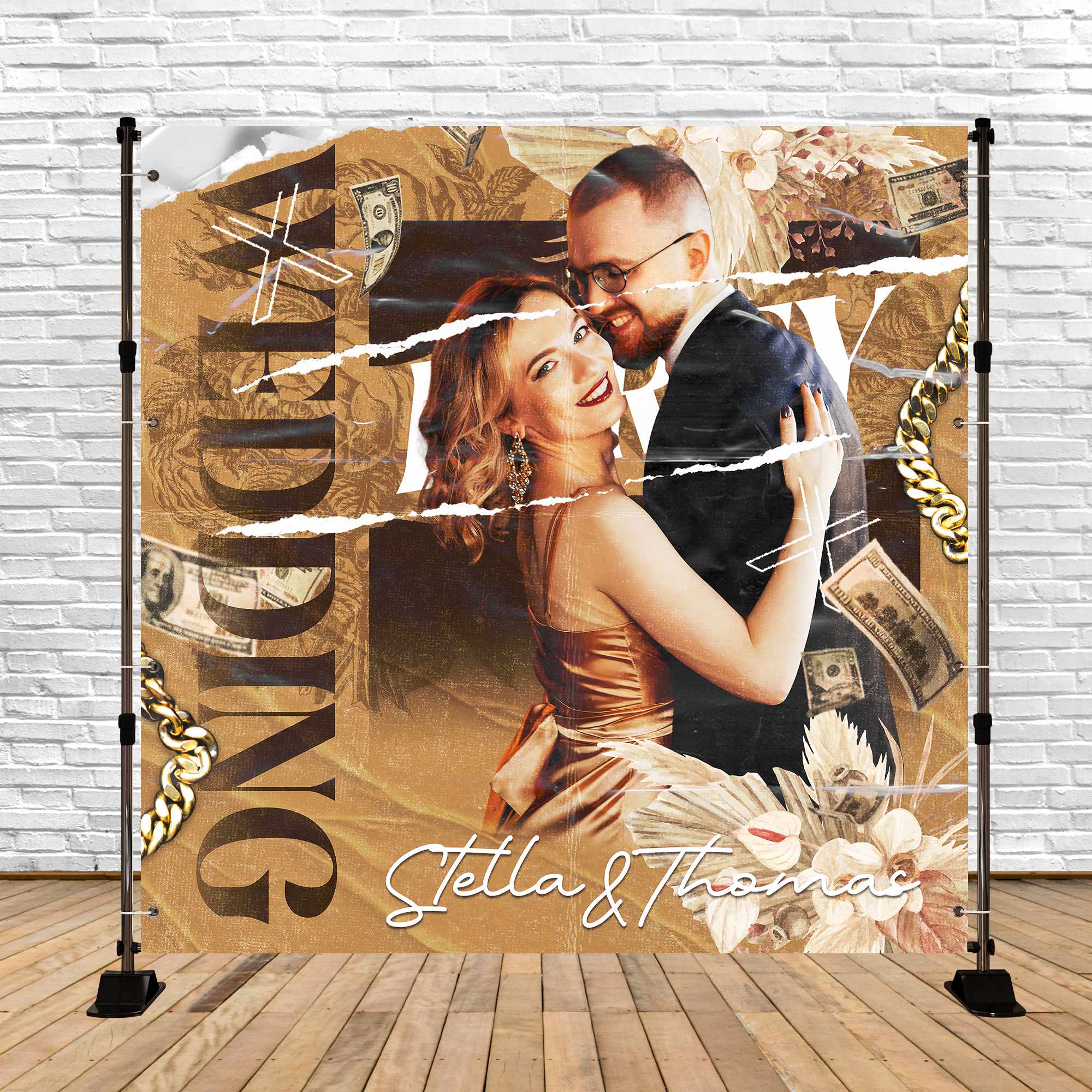 Elegant Wedding Backdrop Glamorous Wedding Party Custom Backdrop BRP6-109