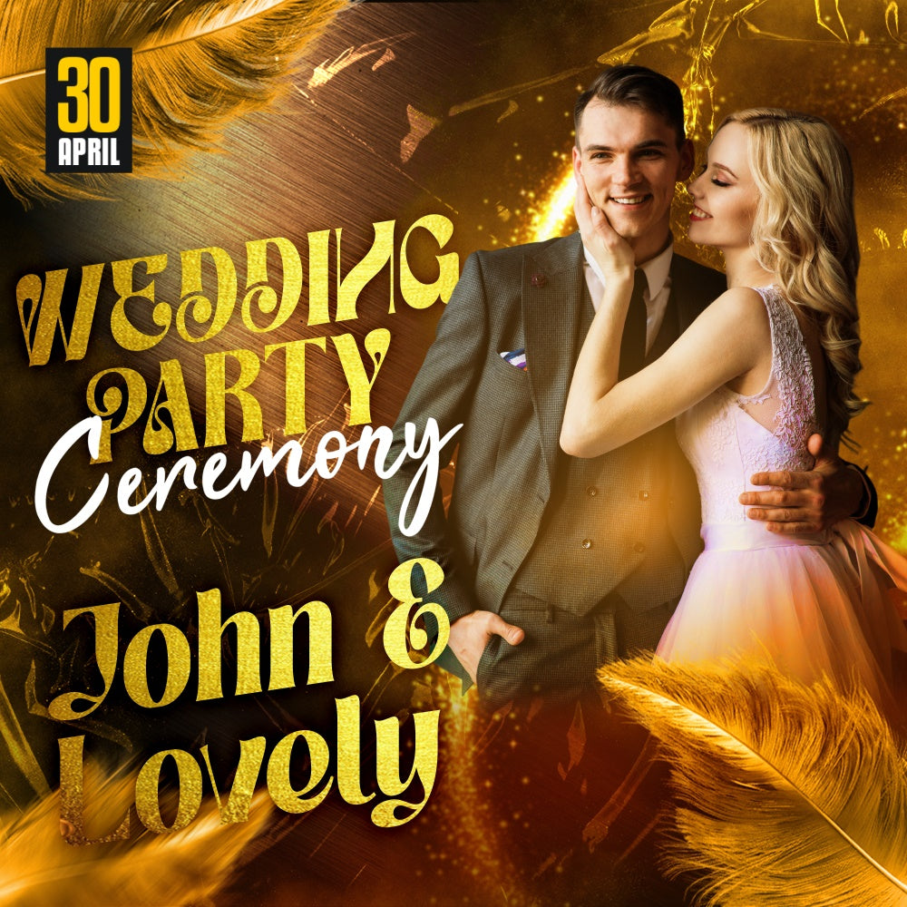 Wedding Ceremony Backdrop Golden Lights Glam Personalized Backdrop BRP6-110