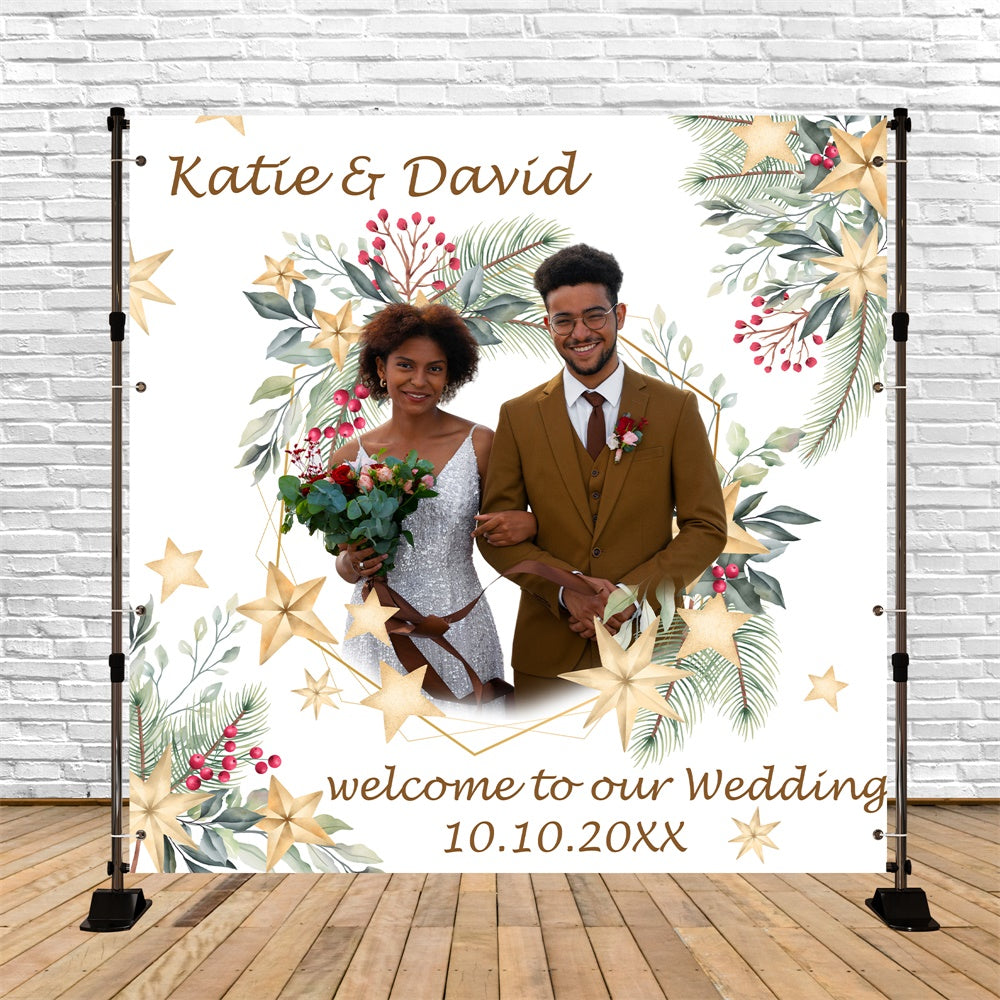 Christmas Wedding Backdrop Cozy Festive Personalized Backdrop BRP6-112