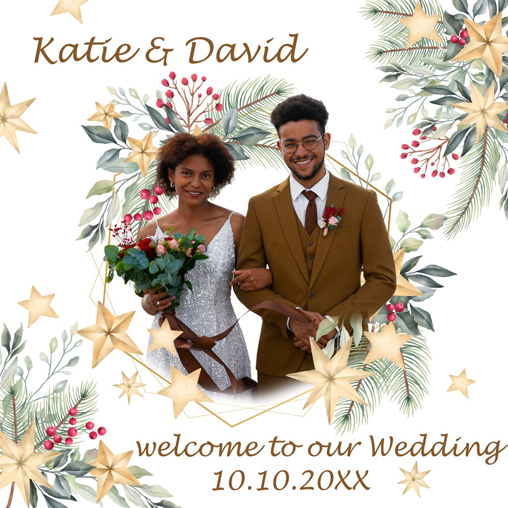 Christmas Wedding Backdrop Cozy Festive Personalized Backdrop BRP6-112